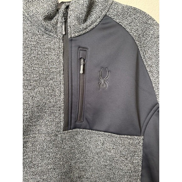 Spyder Men's Size Large Gray Black Bandit Half Zip Pullover Jacket Sweater - Picture 2 of 7
